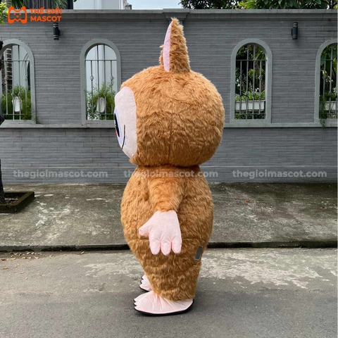 Mascot Hơi Labubu Màu Nâu