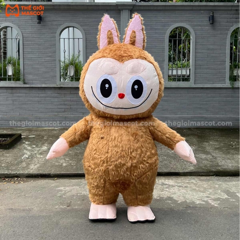 Mascot Hơi Labubu Màu Nâu