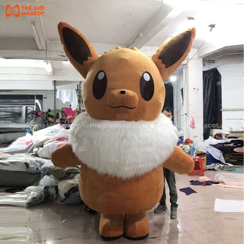 Mascot Hơi Pokemon Eevee Màu Nâu