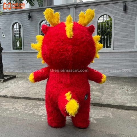 Mascot Hơi Rồng Như Ý Màu Đỏ (phiên bản có lông)
