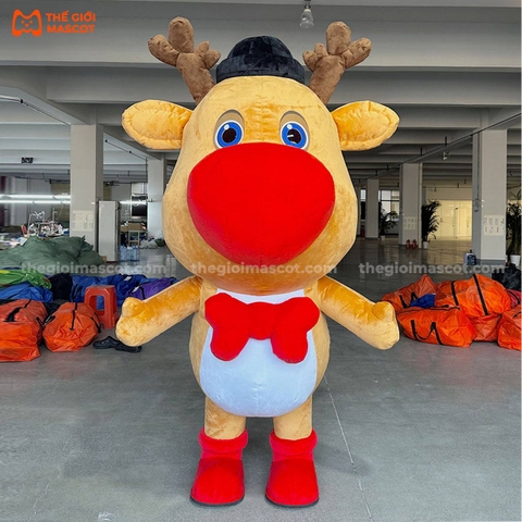 Mascot Hơi Tuần Lộc Đeo Nơ