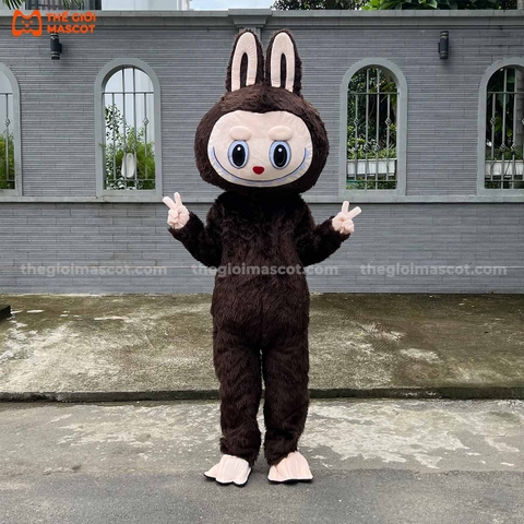 Mascot Labubu Màu Nâu Sẫm