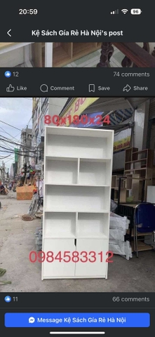 kệ sách 80 cao 180 sâu 24 trắng sứ