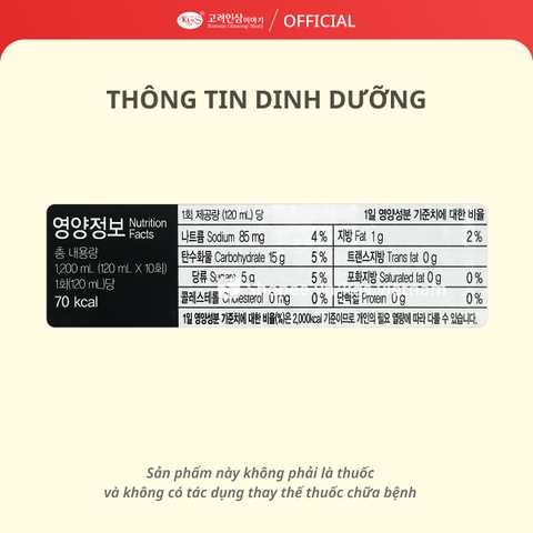 Hộp 10 Chai Nước Hồng Sâm có củ KGS 1200ml (120ml/ Chai)
