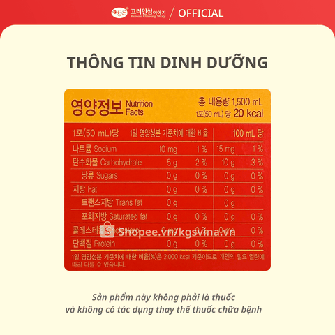 Hộp 30 Gói Nước Hồng Sâm Linh Chi KGS 1500ml (50ml/ gói)