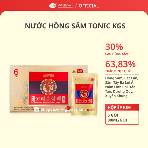 Hộp 5 gói Nước Hồng Sâm Tonic KGS 400ml ( 80ml X 5 gói )