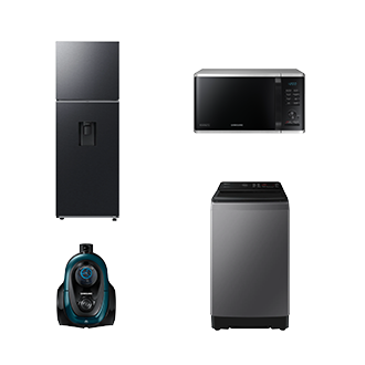 Tủ Lạnh Ngăn Đông Trên, 345 L và Máy Giặt Ecobubble™ Cửa Trên, 9.5 kg và Lò Vi Sóng Dòng Nướng, 23L và Máy Hút Bụi Dạng Hộp, 360 W