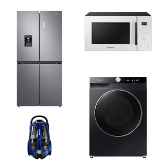 Tủ Lạnh 4 Cửa Ngăn Lấy Nước Ngoài, 488 L và Máy Giặt Bespoke AI Cửa Trước, 12kg và Lò Vi Sóng Bespoke Dòng Nướng, 23 L và Hút Bụi Dạng Hộp, 430 W