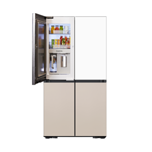 Tủ Lạnh Bespoke 4 Cửa với Beverage Center™ màu Trắng Thạch Anh/Nâu Be, 648L