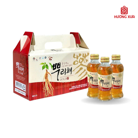 Nước Uống Hồng Sâm Ngâm Rễ Củ Sâm Korean Ginseng Drink With Root Hộp 10 Chai x 120ml
