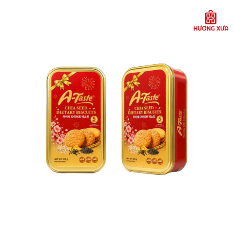 Bánh Quy Ăn Kiêng Hạt Chia Hộp Thiếc A-Taste Chia Seed Dietary Biscuits 225g