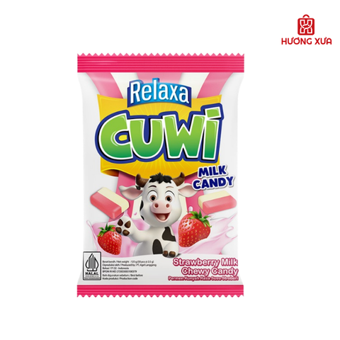 Kẹo Sữa Dâu Relaxa Cuwi Strawberry Milk Candy 125g