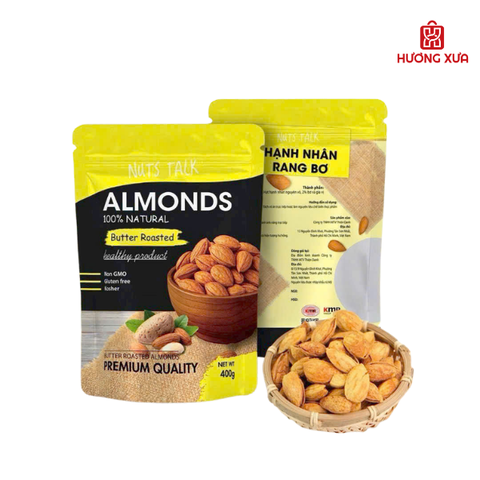 Hạnh Nhân Rang Bơ Premium Almonds Nuts Talk Túi 400g