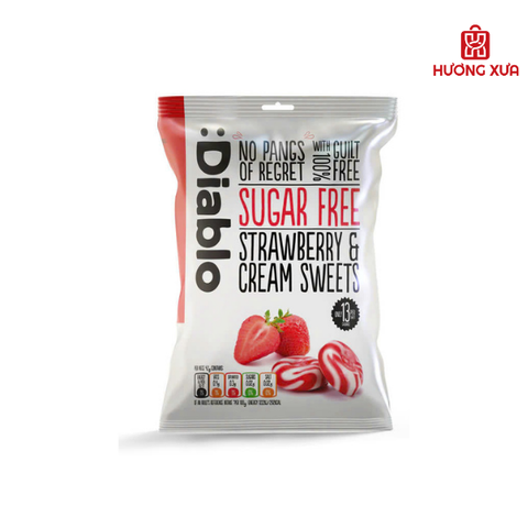 Kẹo Diablo Không Đường Dâu Kem 75g