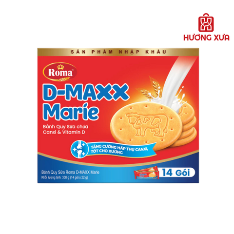 Bánh Quy Sữa Roma D-MAXX Marie hộp 308g (14 Gói x 22g)