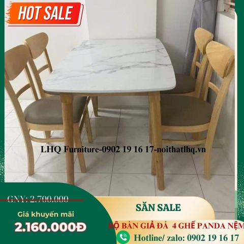 Bộ bàn ăn giả đá 4 ghế Cabin Panda - Lựa chọn hoàn hảo cho không gian hiện đại