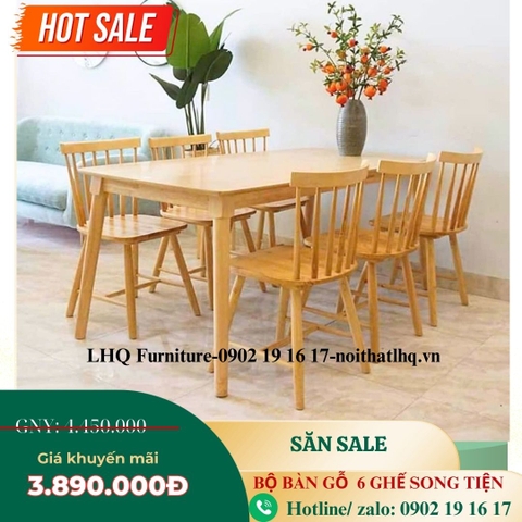 Bộ Bàn Ăn 6 Ghế Song Tiện – Sự Lựa Chọn Cho Phòng Ăn Rộng