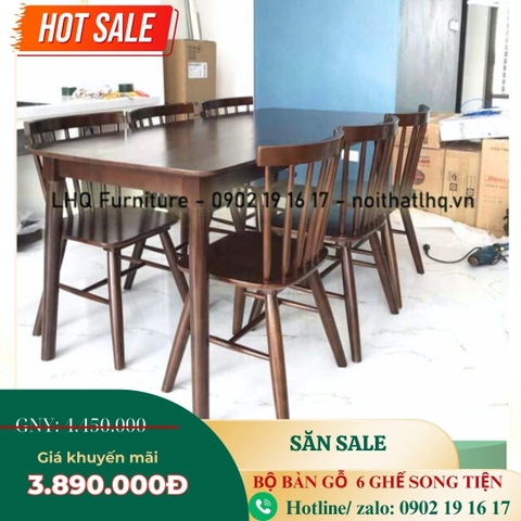 Bộ Bàn Ăn 6 Ghế Song Tiện – Sự Lựa Chọn Cho Phòng Ăn Rộng