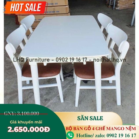 Bộ bàn ăn 4 ghế Mango - Đơn Giản Mà Tinh Tế