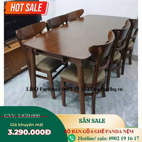 Bộ bàn ăn 6 ghế Panda - Giải pháp tối ưu cho không gian sống