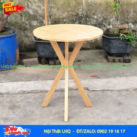 Bàn Cafe, Bàn Ăn Chân Chụm, Gỗ Cao Su, Màu Tự Nhiên Và Walnut