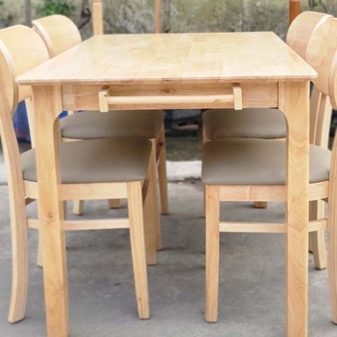 Bộ bàn ăn 6 ghế Butter, Bàn gỗ tự nhiên 80x160x75cm, Chất lượng xuất khẩu, Giá cạnh tranh