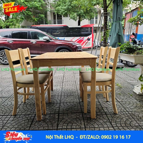 Bộ Bàn Ăn 4 Ghế Panda - Gỗ Cao Su Màu Walnut Đang Được Ưu Đãi Hấp Dẫn