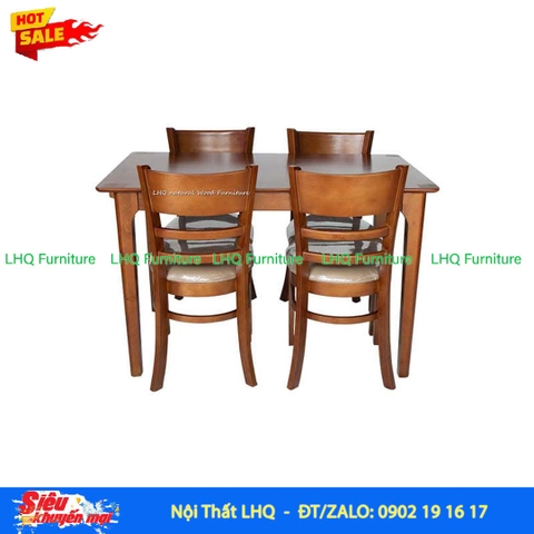 Bộ Bàn Ăn 4 Ghế Panda - Gỗ Cao Su Màu Walnut Đang Được Ưu Đãi Hấp Dẫn