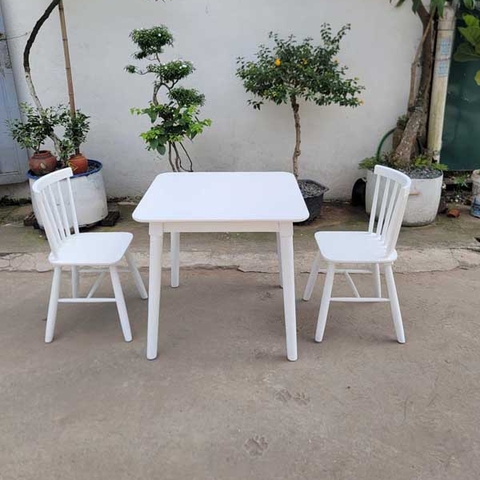 Bộ bàn ăn 4 ghế Song Tiện, Gỗ cao su tự nhiên, Thiết kế đẹp mắt, Bán chạy tại Noithatlhq