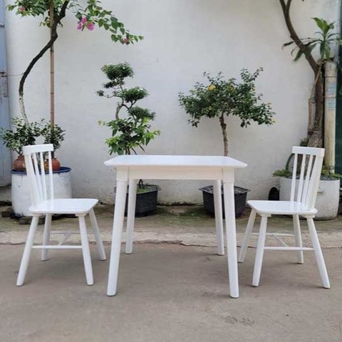 Bộ Bàn Ăn Chân Tròn D80 - 2 Ghế Song Tiện