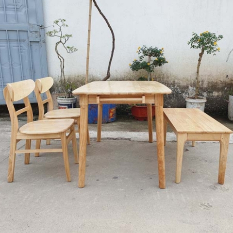Bộ bàn ăn 4 ghế Mango, Gỗ cao su, Hàng loại 1, Bán chạy 2024, LHQ Furniture