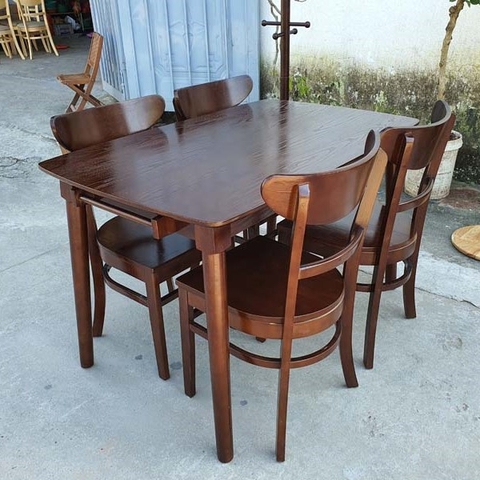 Bộ bàn ăn 4 ghế Cabin Panda - Mặt bàn và ghế gỗ tự nhiên