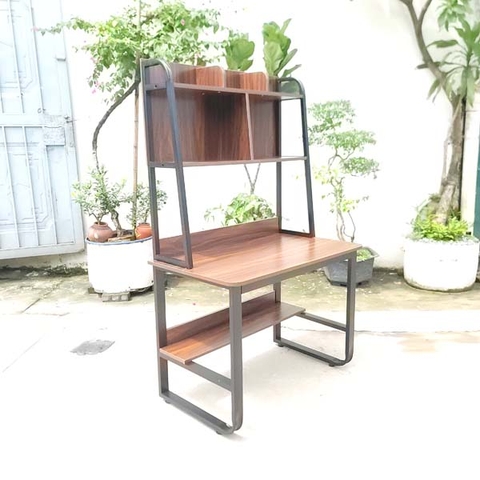 Bàn Học Liền Giá Sách 1m2: Khung Sắt Sơn Tĩnh Điện, Kết Hợp Gỗ MDF Chống Trầy, Noithatlhq