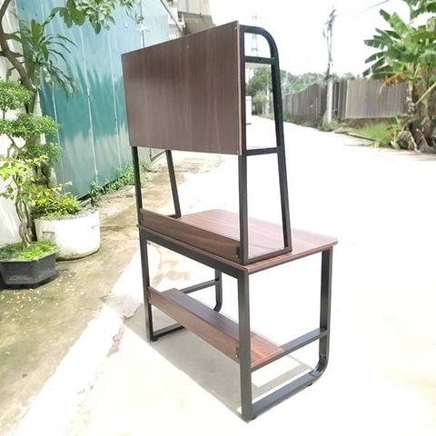 Bàn học giá sách khung sắt 1m, Kích thước 60x100x167cm, Sơn tĩnh điện, chân tăng chỉnh, Gỗ MDF