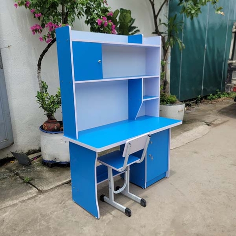 Bộ bàn học liền giá sách, Kích thước 50x80x165cm, Gỗ MDF, Màu Xanh, Hồng, Tự Nhiên và Walnut