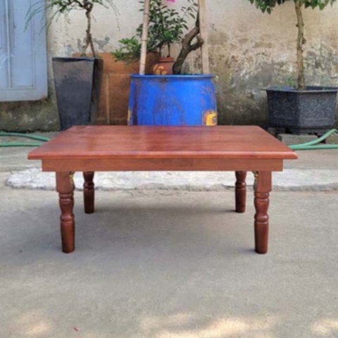 Bàn trà chân gỗ tiện 60x90, Chân gấp tiện lợi, Dùng làm bàn ăn, Gỗ cao su tự nhiên