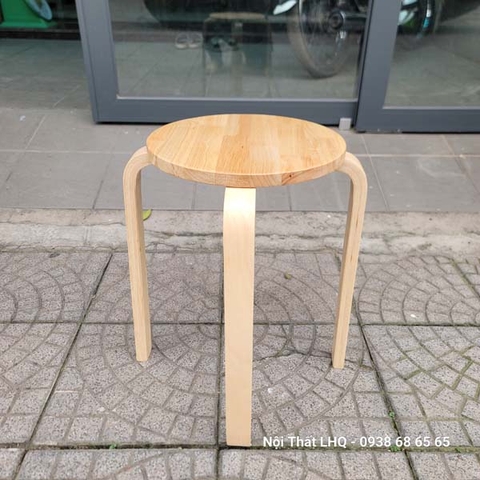 Ghế đôn chân cong, mặt 30 cao 45cm, gỗ cao su tự nhiên