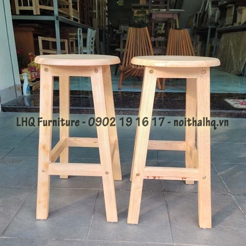 Ghế Đôn Chân Thang Gỗ Cao Su Tự Nhiên, Bán Chạy 2025