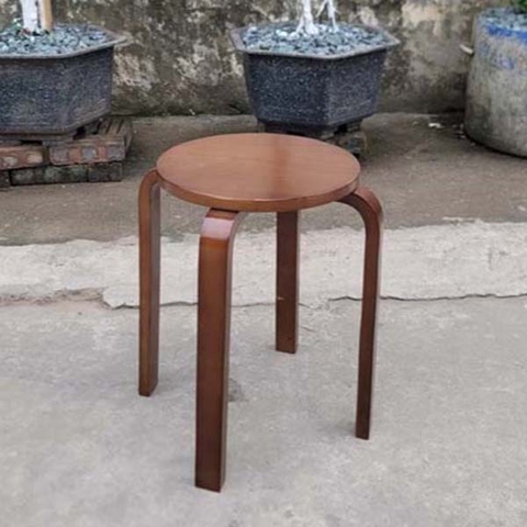 Ghế đôn chân cong, mặt 30 cao 45cm, gỗ cao su tự nhiên