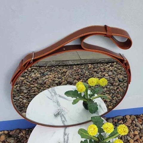 Gương treo tường dây da D40, không có đèn