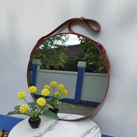 Gương treo tường dây da D40, không có đèn