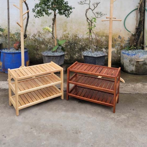 Kệ để giày dép 3 tầng rộng 80cm, Gỗ tự nhiên, Thiết kế tháo lắp, Tiết kiệm vận chuyển, Giá rẻ