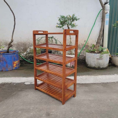 Kệ để giày dép có quai xách 4 tầng rộng 62cm, Gỗ cao su, Chất lượng xuất khẩu, giá rẻ.