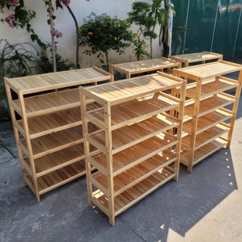 Kệ để giày dép 6 tầng rộng 80cm, Hoàn thiện kỹ, Bảo hành mối mọt, Màu tự nhiên và cherry