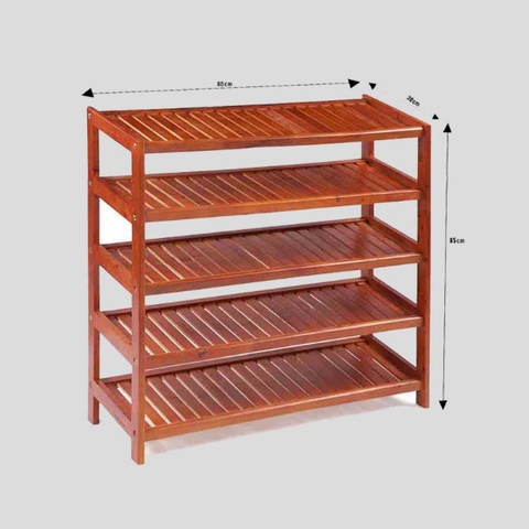 Kệ để giày dép 5 tầng rộng 80cm, Gỗ cao su, Noithatlhq sản xuất, Giao hàng toàn quốc, Tư vấn miễn phí