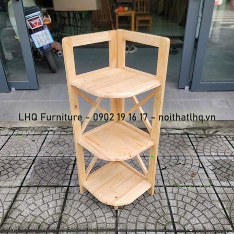Kệ góc gỗ cao su hồi X 3 tầng – Thiết kế tháo ráp tiện lợi, đa năng cho mọi không gian