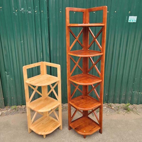 Kệ góc gỗ cao su hồi X 3 tầng – Thiết kế tháo ráp tiện lợi, đa năng cho mọi không gian