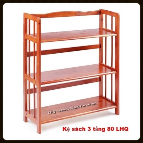 Kệ Sách 3 Tầng Rộng 80cm, Gỗ Cao Su, Noithatlhq Sản Xuất