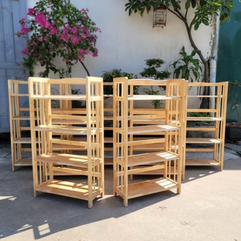 Kệ sách 4 tầng rộng 65cm, Gỗ cao su, Noithatlhq sản xuất, Chất lượng xuất khẩu, Giá nội địa