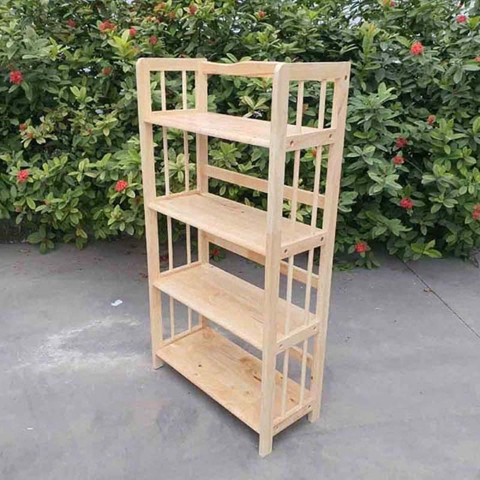 Kệ sách 4 tầng rộng 80cm, Gỗ tự nhiên, Thiết kế tháo lắp, Tiết kiệm vận chuyển, Giá rẻ, Có bảo hành